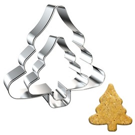 2Pcs Chrsitmas Tree Cookie Cutter Set Stainless Steel Metal Christmas Cookie Cutters Large and Small Biscuit Cutter Fontant Pastry Cutters for Xmas Holiday Supplies Baking Tool