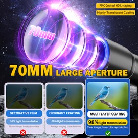 Vilupvie Telescope, Telescope for Kids & Adults, 70mm Aperture 500mm Refractor Telescopes for Astronomy Beginners with Tripod, Moon Filter, Phone Adapter & Backpack, Gifts for Kids & Beginners