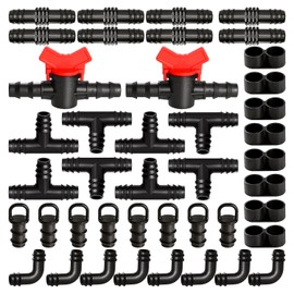 VooGenzek 42 Pieces 16 mm Irrigation Connection Kit, Plug Barb Hose Connector 16 mm Irrigation System, Gate Valve Valves, Straight, Arcs, T-Pieces, End Caps, End Plugs