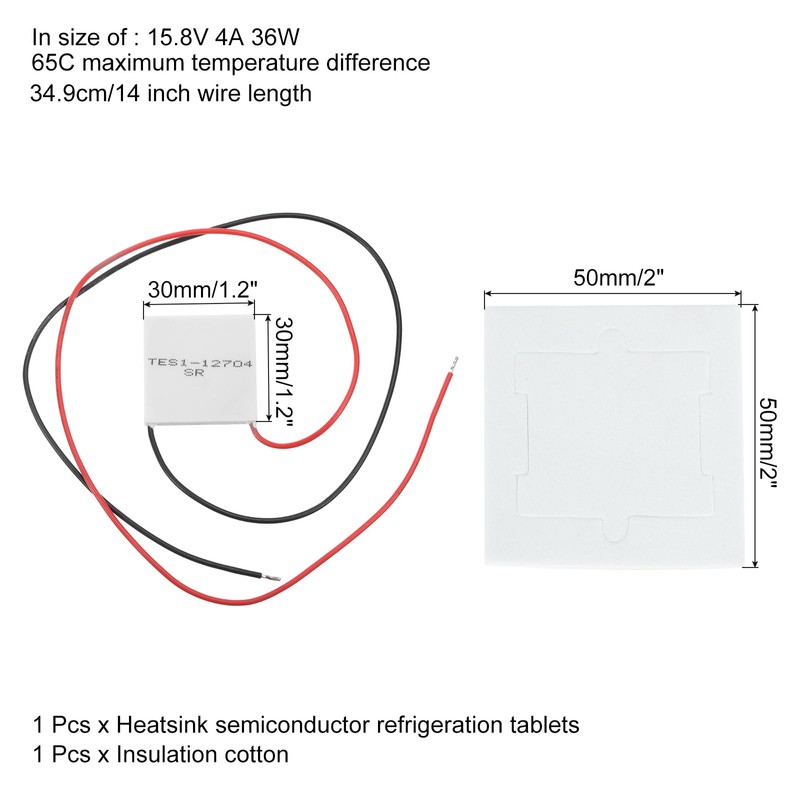 sourcing map TES1-12704 Semiconductor Refrigeration Tablets 15.8V 4A 36W Heatsink