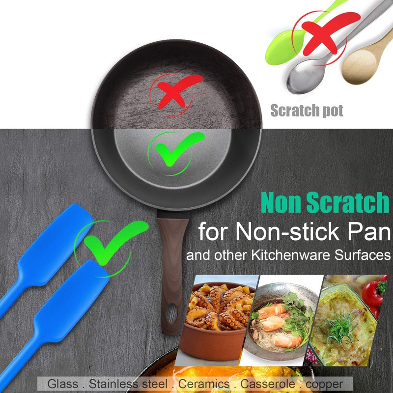 Long Handle Silicone Jar Spatula Kitchen Scraper Spatula Non-Stick Rubber