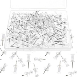 YOUOWO Push Tacks, Push Pins, Plastic Push Pins, Stylish, Kokuyo, Dharma Type, Transparent Color, Storage Case of 220