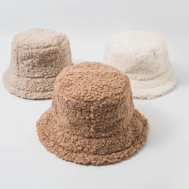 DURINM Appa Hat Women's Fishing Hat Winter Appa Bucket Hat Outdoor Winter Hat Lambs Leisure Hat Fluffy Bucket Hat Faux Fur Fluffy Fishing Hats Foldable Thickened Warm Hat, White