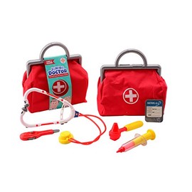JohnToy 27576 Doctor's Bag with Accessories, 6 Pieces, Multicoloured