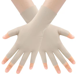 CINECE Gloves, UV Protection, Sun Protection, Women's, Cool to Touch, Fingerless, Short, Moisturizing, Rough Hands, Night, For Commutes, Bicycles (Beige), beige