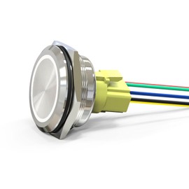 FILN 1 x 40 mm Push Button Switch Momentary Waterproof Metal Push Button Switch NO NC Doorbell Switch (Stainless Steel Momentary White 1 Piece)