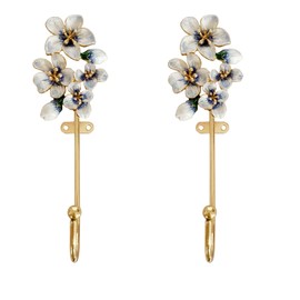 Pasiir 2 Pack Decorative Wall Hooks, Vintage Flower Shaped Metal Wall Hook for Hanging Coats Clothes Keys Hats Towels