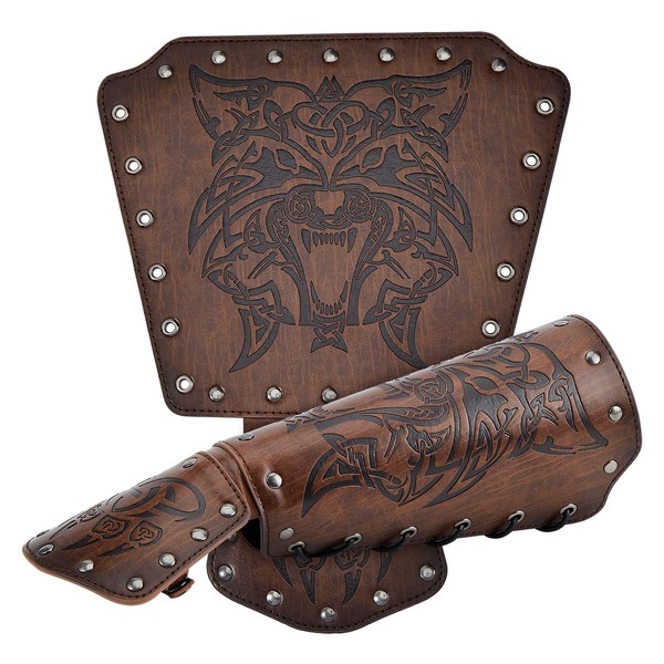 Durio Viking Gloves Medieval Vintage Faux Leather Arm Guard Knight Bracers LARP Halloween Costume Viking Clothing