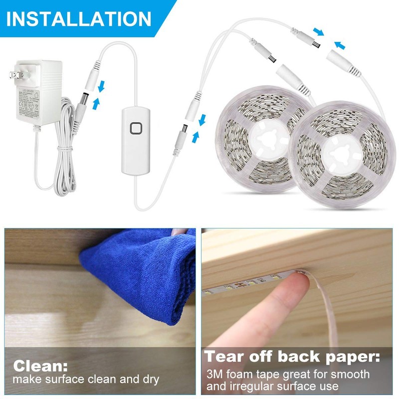 MYPLUS Under Cabinet Lighting Kit, 32.8 Ft Dimmable Led Strip