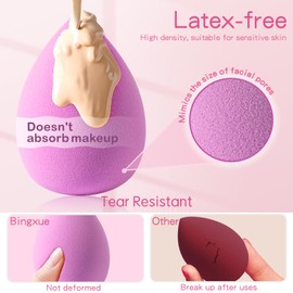 Beauty Blender Makeup Sponge, 5 Counts One Packing, Blender Liquid Foundation,Powders and Creams,Streak Free/Latex-Free/Cruelty-Free &Vegan(Water Drip)