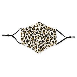 WEDDINGSTAR 3-Ply Adult Washable Cloth Face Mask Reusable and Adjustable with Filter Pocket - Leopard Print