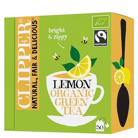 Clipper Organic Fairtrade Lemon Green Envelop String & Tag 1 x 250 Teabags | Organic Fairtrade Pure Green Tea with Lemon, Antioxidant-Rich, Unbleached & Biodegradable Envelop String & Tag Teabags