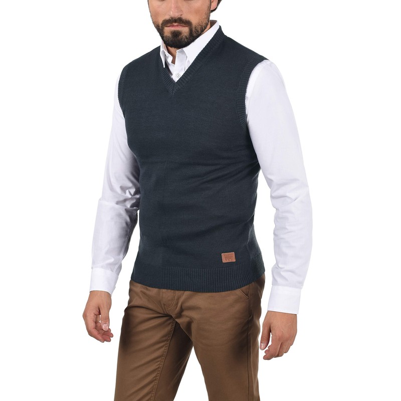 Blend Larsson Men's Knitted Sweater Vest Fine Knit with V-Neck