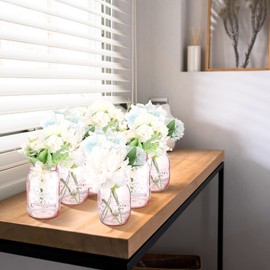 Mimorou 10 Pack 16 oz Pink Mason Canning Jars with Lids Regular Mouth Pint Vintage Colored Ball Cans for Preserving Jam Honey Jelly Sauces Spice DIY Jars, Pink,Silver