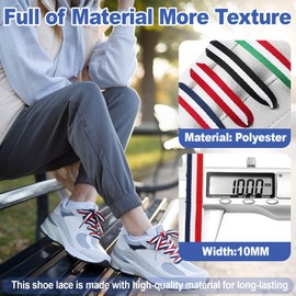 YJRVFINE Colored Flat Shoe Laces: Wide Block Color Shoelaces for Sneakers Black White Orange 1 Pair 59 Inch