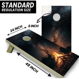 Gotsafety Camp Fire Cornhole Decal, Cornhole Board Vinyl Wraps Only - Durable and Easy to Apply & Adhesive - UV Protected & Printing, Set of Two - Cornhole Skins for Boards (48” x 24”) - Style - 2