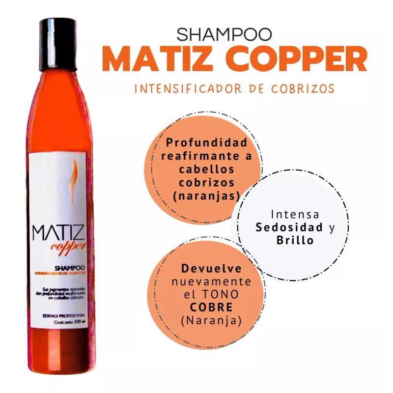 Edengi Shampoo Matiz Copper Intesificador De Cobrizos Edengi 330ml