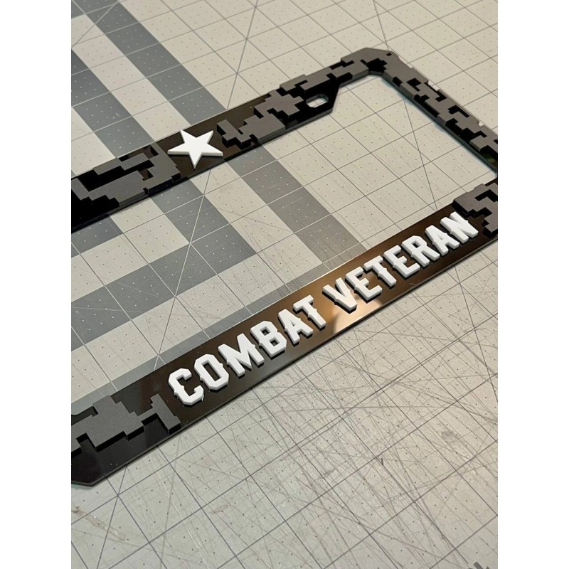 plate frame COMBAT VETERAN Black License Plate Frame Cover, Frame,