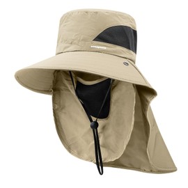 Clakllie Sun Hats mit Nackenschutz Breite Krempe Bucket Hat Outdoor Fisherman Hat Mesh Safari Hat Sonnenhut UV Schutz Hut Flap Cover Hat