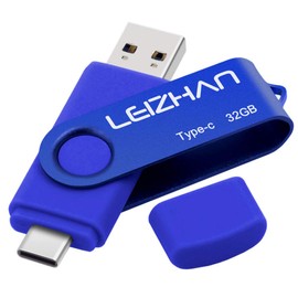 LEIZHAN USB Stick Type C Memory Stick 32 GB Flash Drive OTG (On The Go) 2 in 1 USB C Memory Stick for Type-C Smart Phone and MacBook (32 GB, Blue)