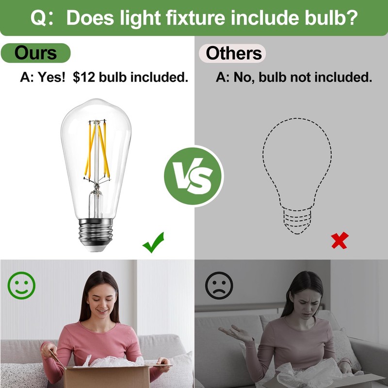 Industrial Semi Flush Mount Ceiling Light, 800 Lumen LED Bulb