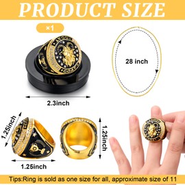 Highergo 1 Pcs Goat Championship Trophy Ring with Display Neck Chain and Stand Goat Medal Award Gift Greatest of All Time for Tournament or League Champion Winner Sports Award (Glasses)