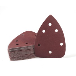 SPEEDWOX 30 Pcs Mouse Detail Sander Sandpaper 6 Hole, 180 Grit Hook and Loop Detail Sandpaper, for Metal Woodworking Grinding Polishing