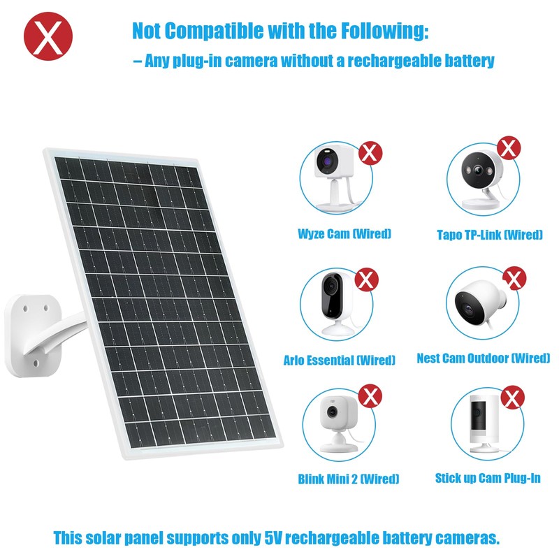 VUEBEE 13W Solar Panel for Outdoor Security Cameras, USB-C, Micro