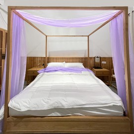 Linentalks Canopy Bed Scarf, Luxury Sheer Bed Canopy Scarf, Sheer Scarf Valance Canopy Bed Drapes, Four Post Bed Canopy Drapes, Sheer Canopy 1 PC (52" X 228" for Queen & Full Bed, Lilac)