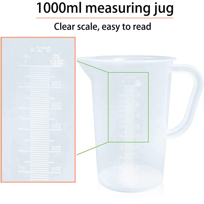 DARENYI 2 Pcs Plastic Measuring Jugs 1L, Large Plastic Measuring