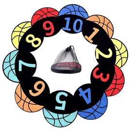 MUSKULO MONSTRO Large Spot Markers, Anti-Slip Poly Spot Markers, Basketball Training Equipment, Basketball Coaching Accessories, Basketball Flat Cones, 5-Pieces, 9 Inches, with a Carrying Bag (1-5)