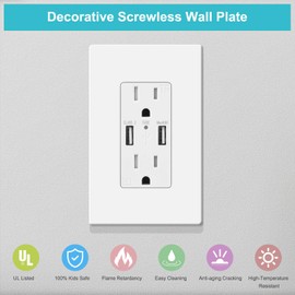 MLLIZH 10 Pack 1-Gang Screwless Wall Plate, Decora Outlet Cover Plates, 4.57” H x 2.76” L, for Light Switch, Dimmer, GFCI, USB Outlet
