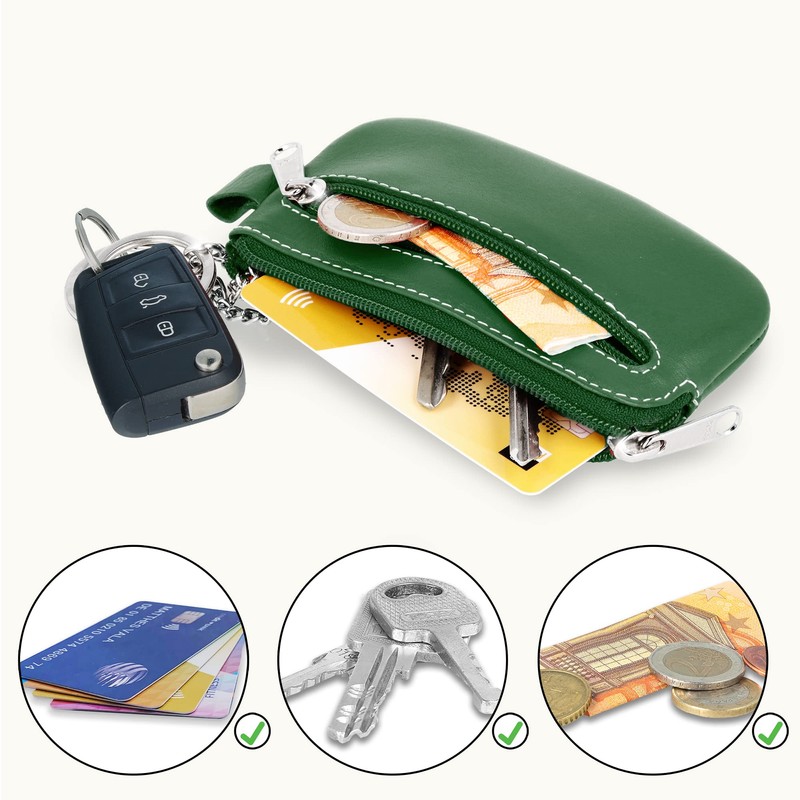 MANAGE Leather Key Case with Coin Compartment and Key Ring