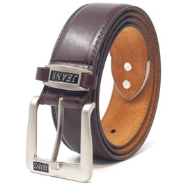 Ossi 38 mm Wide Leather Lined Men's Jeans Belt 90 cm - 150 cm Waist Black and Brown, brown