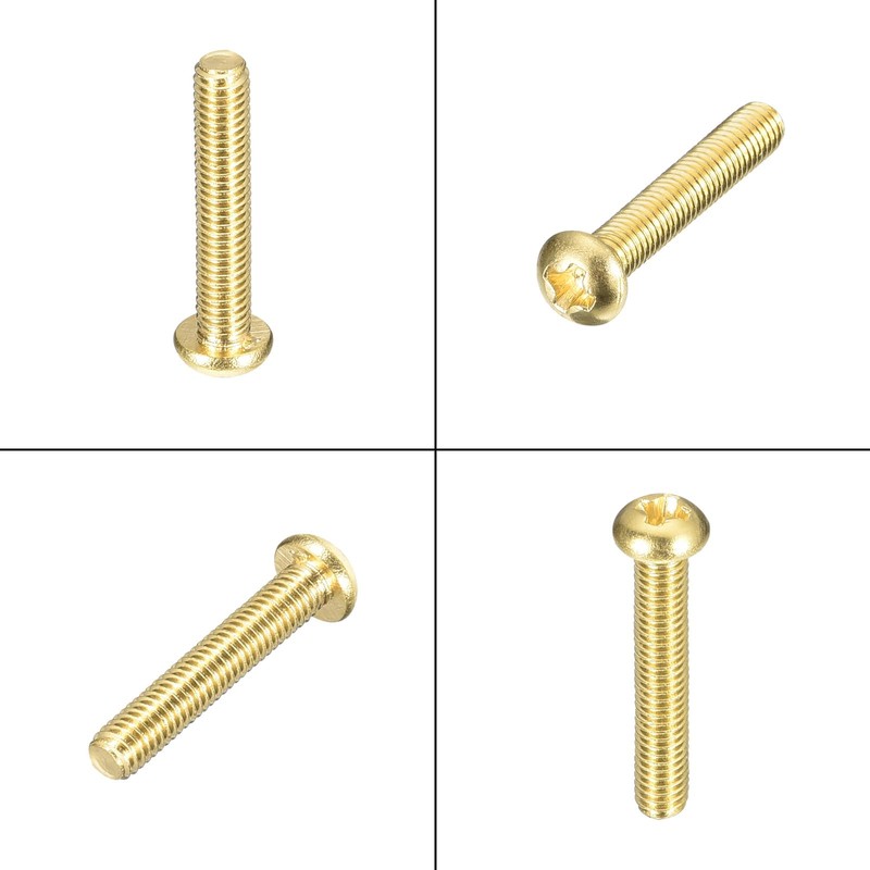 sourcing map Brass Machine Screws, M3x16mm Phillips Pan Head Fastener