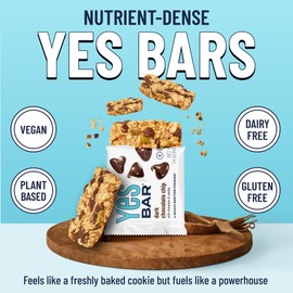 The YES Bar – Dark Chocolate Chip – Plant Based Protein, Decadent Snack Bar – Vegan, Paleo, Gluten Free, Dairy Free, Low Sugar, Healthy Snack, Breakfast, Low Carb, Keto Friendly (Pack of 6)