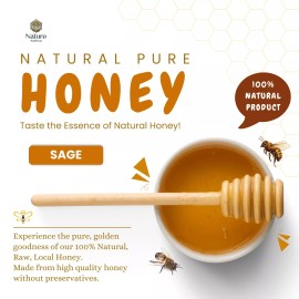Narure WellNest Raw Sage Honey 100% Pure Natural Local California Honey Premium & Nutrient-Rich - 20 oz
