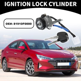 Partuto Ignition Lock Cylinder W/Keys No.81910F0000 - Car Ignition Switch Cylinder Lock Assembly - for Hyundai Elantra 2015-2020 Metal Gray - 1set