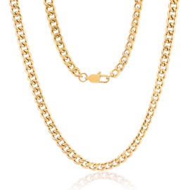 MAIBAOTA Mens Necklace Gold Stainless Steel Cuban Chain Men's Necklaces Jewellery Gifts for Men 6mm Width 51cm Length