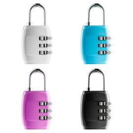 Ysimple Lock with Combination Code, 4 Packs 3 Digit Anti-Rust Weatherproof Padlock Combination Lock Luggage Combination Lock for Locker Gym Garden Fences (Pack of 4)