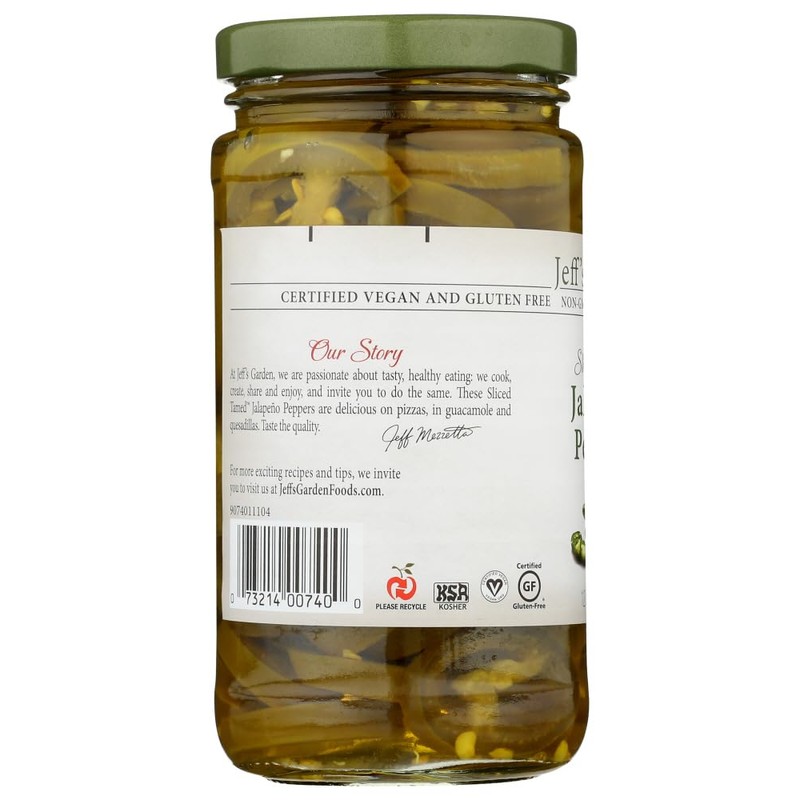 Jeff's Naturals Sliced Tamed Jalapeno Peppers, 12 Ounce (Pack of