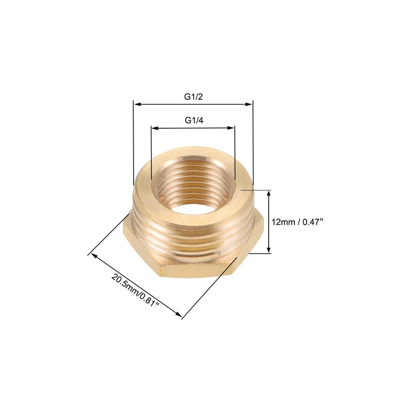 sourcing map Brass Threaded Pipe Fitting G1/2 Male X G1/4