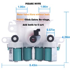 W11165546, W11096267 Washer Water Inlet Valve (Without Seals), Compatible with may-tag, whirlpool, kenmore Washing Machine, Replaces 33090105, W10758828, W10599423, W10839828, W11165546VP, AP6284346