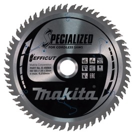 Makita B-69864 EFFICUT Circular Saw Blade Diameter 165 x 1.85 x 20 mm, 60 Teeth, 10° Tooth Angle, for Clean and Quick Cuts in Wood, for Cordless Cap and Mitre Saws