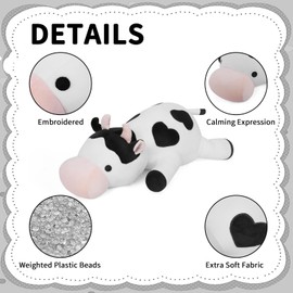 FLORVIV Weighted Cow Stuffed Animals Weighted Plush Toy 24" 4.2lb Cute Cow Hugging Dolls Plushies Pillows for Boys and Girls (White & Black)