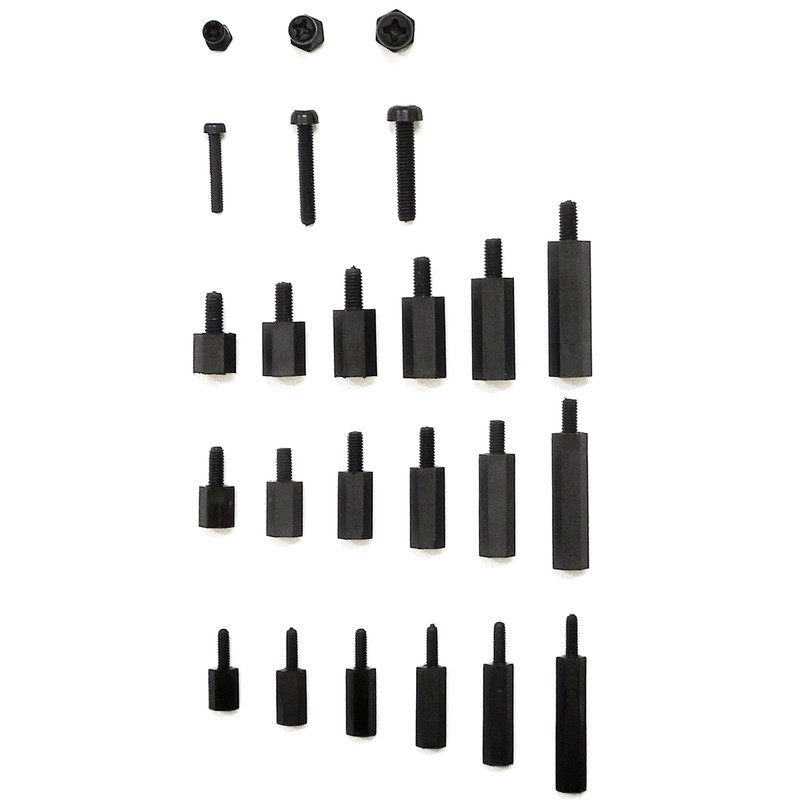 360pcs M2 M2.5 M3 Black Nylon Hex Spacer Screw Assortment