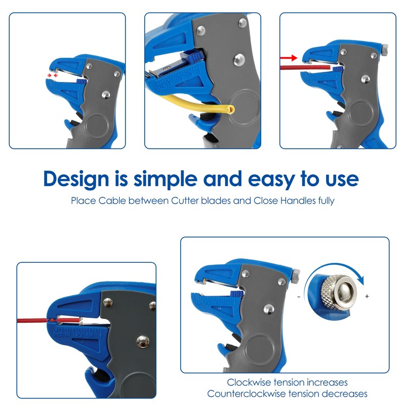 AwObEpl High Carbon Steel Wire Stripper Tool - Adjustable Quick