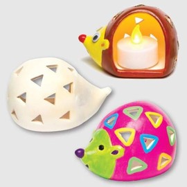 Baker Ross AF713 Hedgehog Ceramic Tealight Holders (Box of 4), M