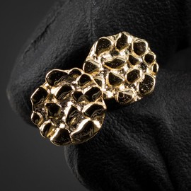 Small Round Shape 14K Yellow Gold Plated Solid 925 Sterling Silver Men's Circle 90's Old School Retro Size 10mm Textured Nugget Hip Hop Screw Back Post Stud Earrings For Men