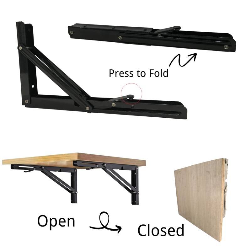 Folding Shelf Brackets 8 inch,Folding Brackets Heavy Duty Max.Load 410lb,DIY